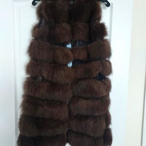 Elegant Brown Fur Vest, Size S
